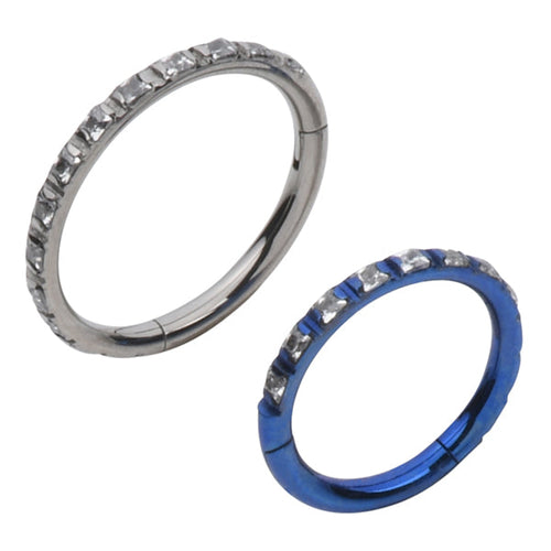 18g Side CZ Titanium Hinged Ring