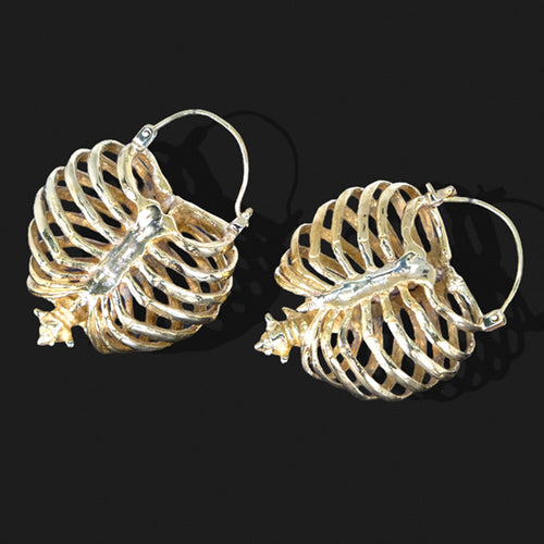 18g Skeleton Ribcage Brass Earrings