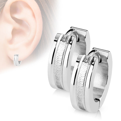 Wire Center Stainless Hinged Hoop Earrings