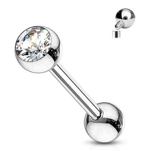 CZ Titanium Tongue Barbell (internal)