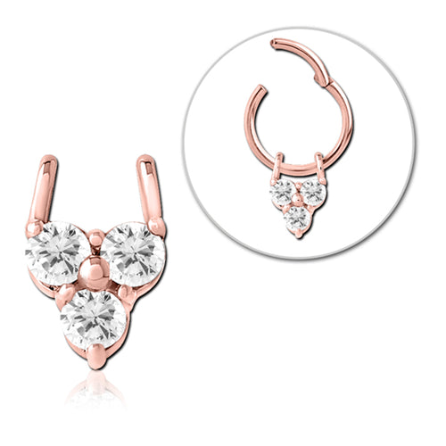 Trio CZ Rose Gold Ring Charm