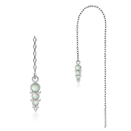Triple Opal Stainless Chain Earrings