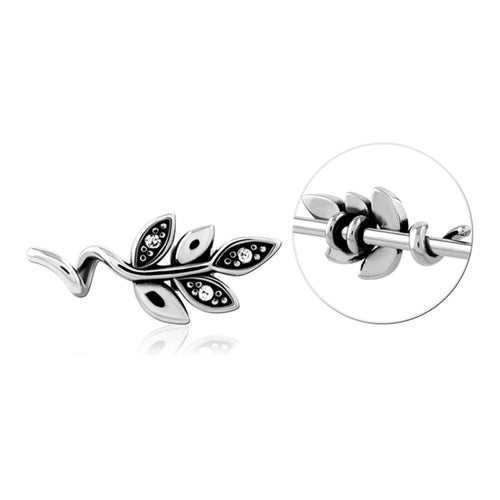 Vine CZ Stainless Barbell Charm