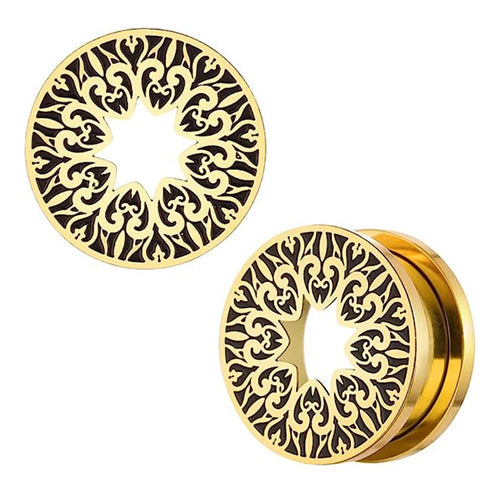 Vintage Heart Gold Screw-On Tunnels