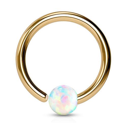 20g Rose Gold Fixed Opal Bead Ring