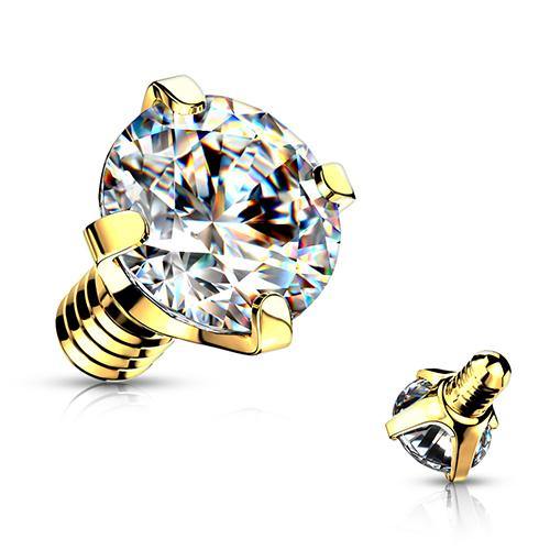 14g Prong CZ Gold End