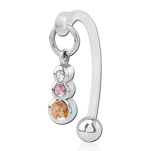 14g Bioflex Barbell w/ Neopolitan CZ Dangle