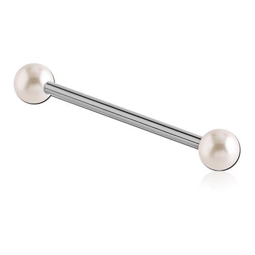 14g Pearl & Stainless Industrial Barbell