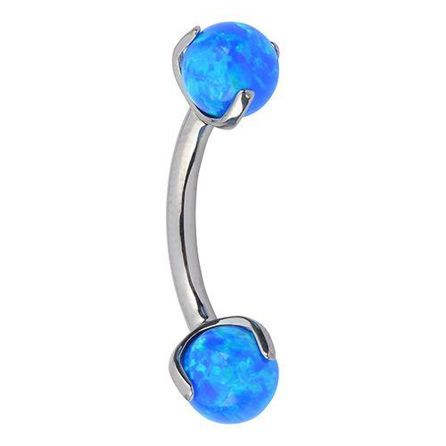 14g 3-Prong Opal Titanium Curved Barbell