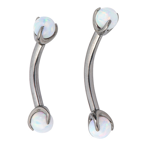 16g Prong Opal Titanium Curved Barbell