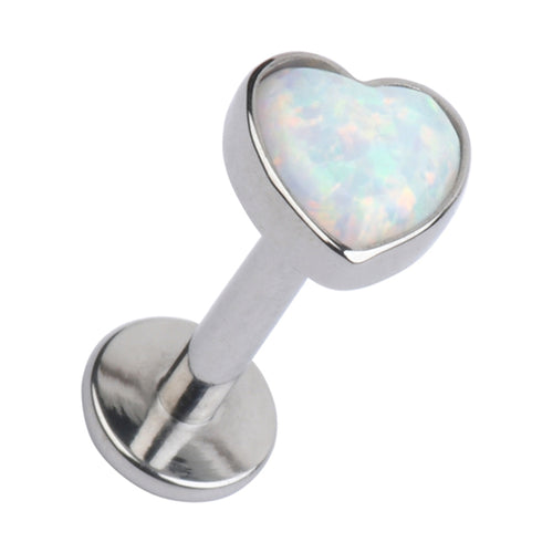 16g Opal Heart Titanium Labret