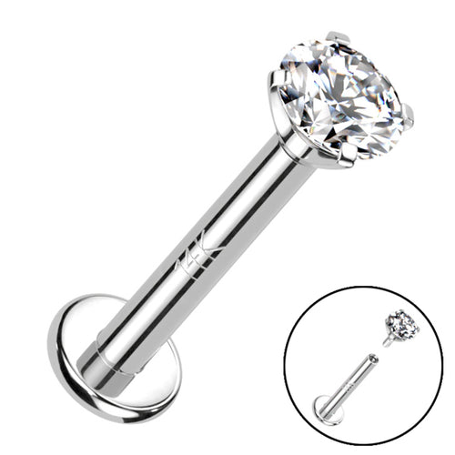 16g Prong CZ White 14k Gold Labret