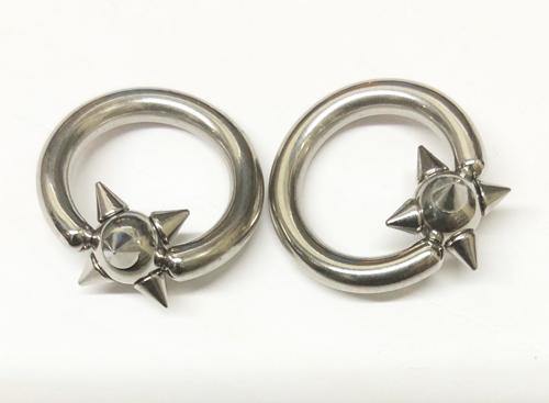 14g Stainless Captive Spiked Bead Ring