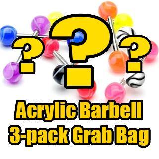 Acrylic & Stainless Straight Barbell Grab Bag (3-Pack)