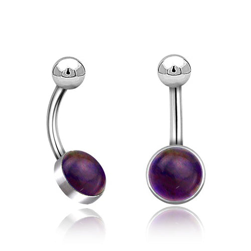 Amethyst Stainless Belly Barbell