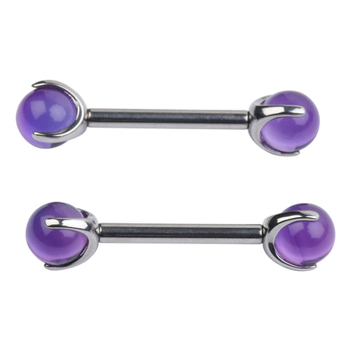 Amethyst 3-Prong Titanium Nipple Barbells