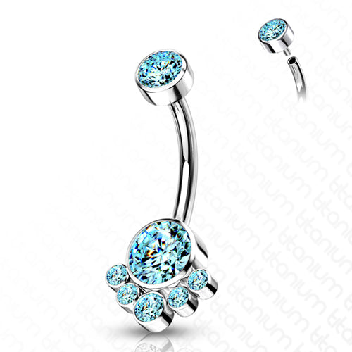 Cluster CZ Titanium Belly Barbell