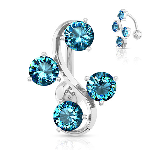 CZ Vine Stainless Reverse Belly Ring