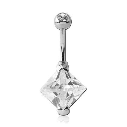 Big Diamond CZ Prong Belly Ring