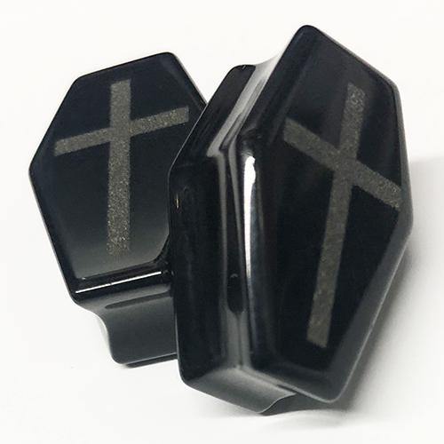 Black Obsidian Cross Coffin Plugs