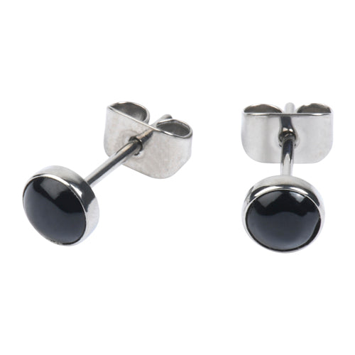 Black Onyx Titanium Stud Earrings