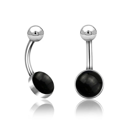 Black Onyx Stainless Belly Barbell