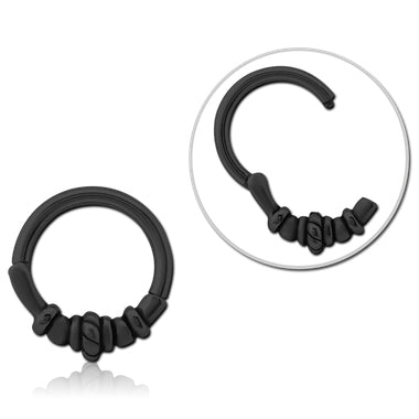 Bead & Rope Black Hinged Segment Ring