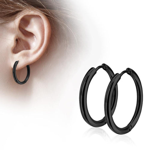 Black Clicker Hoop Earrings