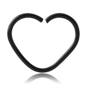 16g Heart Shaped Black Continuous Ring