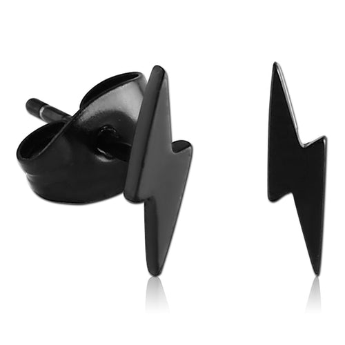 Lightning Bolt Black Stud Earrings