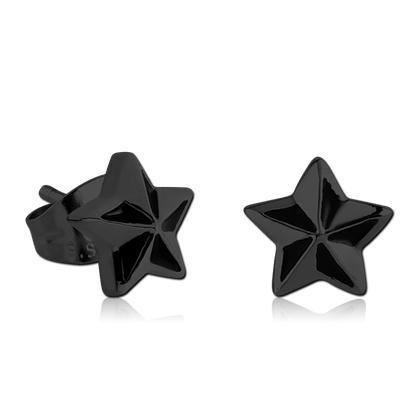 Nautical Star Black Stud Earrings