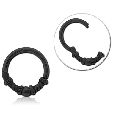 Rope & Ball Black Hinged Segment Ring