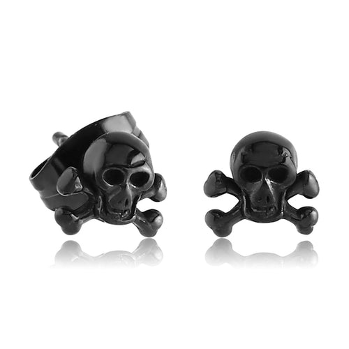 Skull & Crossbones Black Stud Earrings