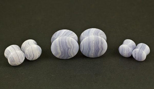 Blue Lace Agate Plugs by Oracle Body Jewelry