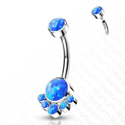 Opal Cluster Titanium Belly Barbell