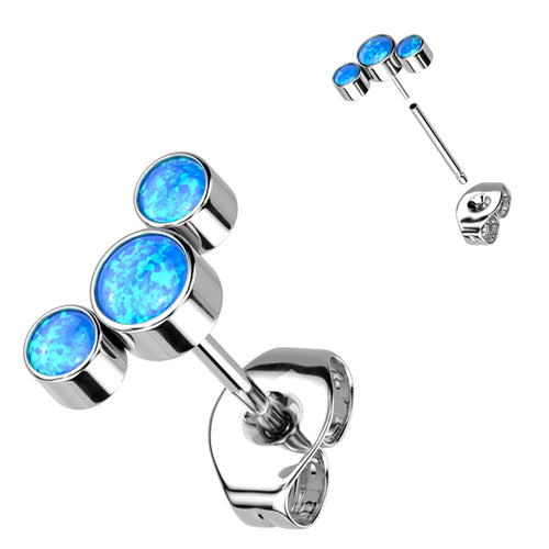 Triple Opal Titanium Stud Earrings