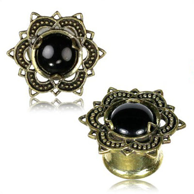 Brass & Onyx Bali Lotus Plugs