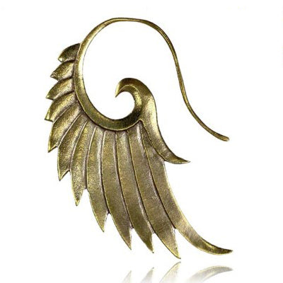 Yellow Brass Wing Hanger Earrings