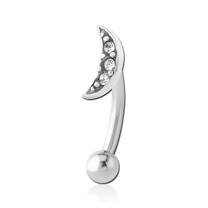 Crescent CZ Stainless Eyebrow Barbell