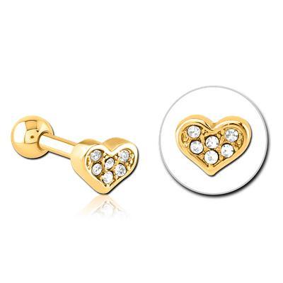 Heart CZ Gold Cartilage Barbell
