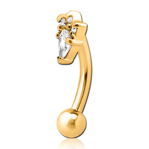 Jester CZ Gold Eyebrow Barbell
