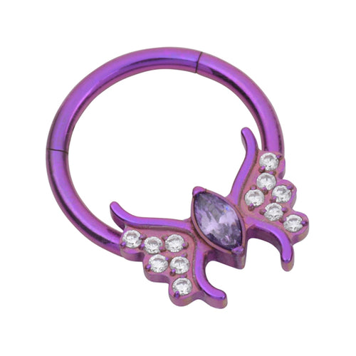 CZ Butterfly Titanium Hinged Ring
