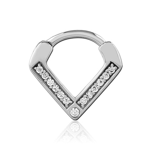 CZ V-Shape Hinged Segment Ring