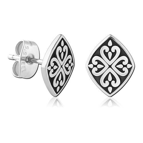 Diamond Shield Stainless Stud Earrings