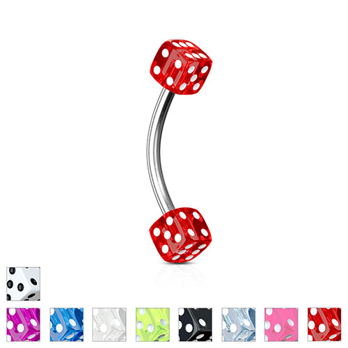 Acrylic Dice Curved Barbell