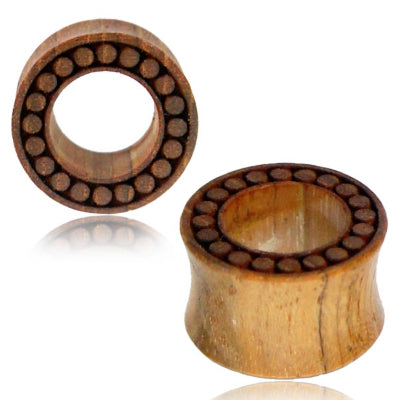 Dot Engraved Teak Wood Tunnels