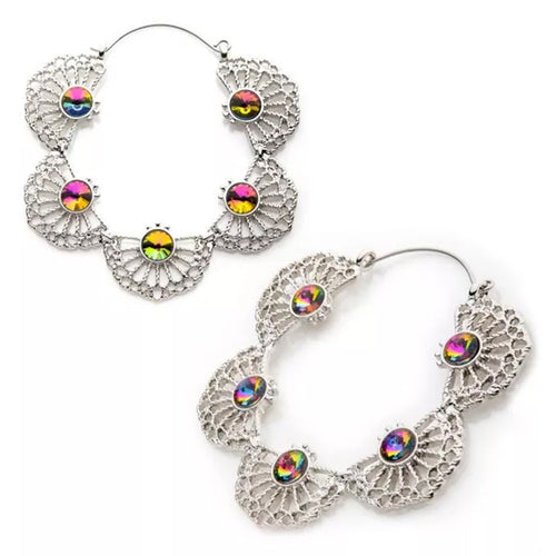 Filigree Scalloped Tunnel Hoops