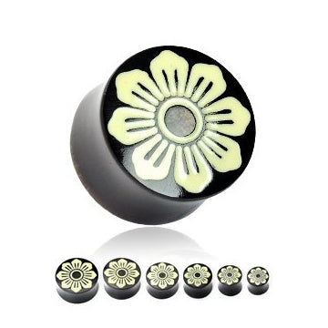 Flower Inlay Horn Plugs