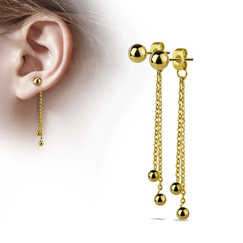 Ball Chain Gold Stud Earrings