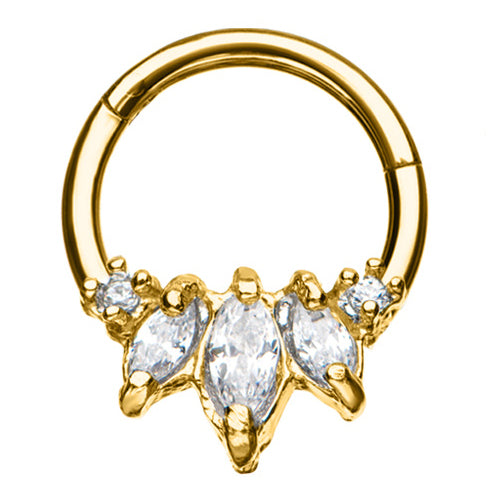 CZ Princess Gold Hinged Segment Ring